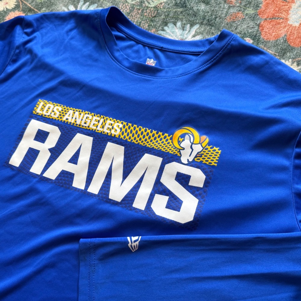 New Era Los Angeles Rams Mens XXL Blue Long Sleeve NFL Performance Shirt Graphic